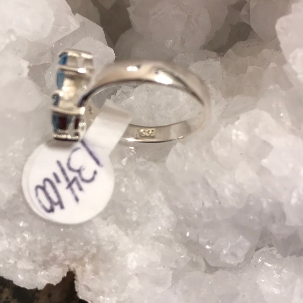 STERLING SILVER GENUINE BLUE TOPAZ SIZE 6 3/4 NWT - Picture 2 of 7